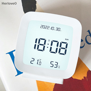 Herlove數字鬧鐘溫度濕度日曆週電子鐘簡約小型數字時鐘桌面方便tw