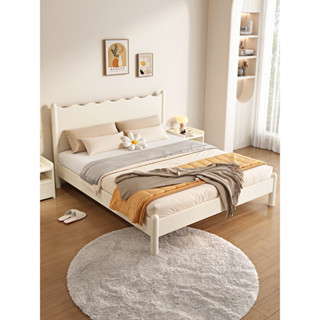 實木床現代簡約1.8米歐式主卧雙人床經濟型白色1.5單人床架美式床 床架 婚床 單人床 雙人床