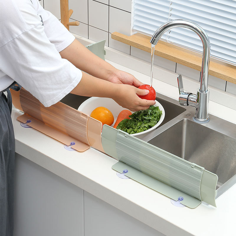 洗手檯防水板 防濺水擋板 廚房擋水板可伸縮調整水槽擋水板 廚房擋水板 防濺水檔板 擋水板
