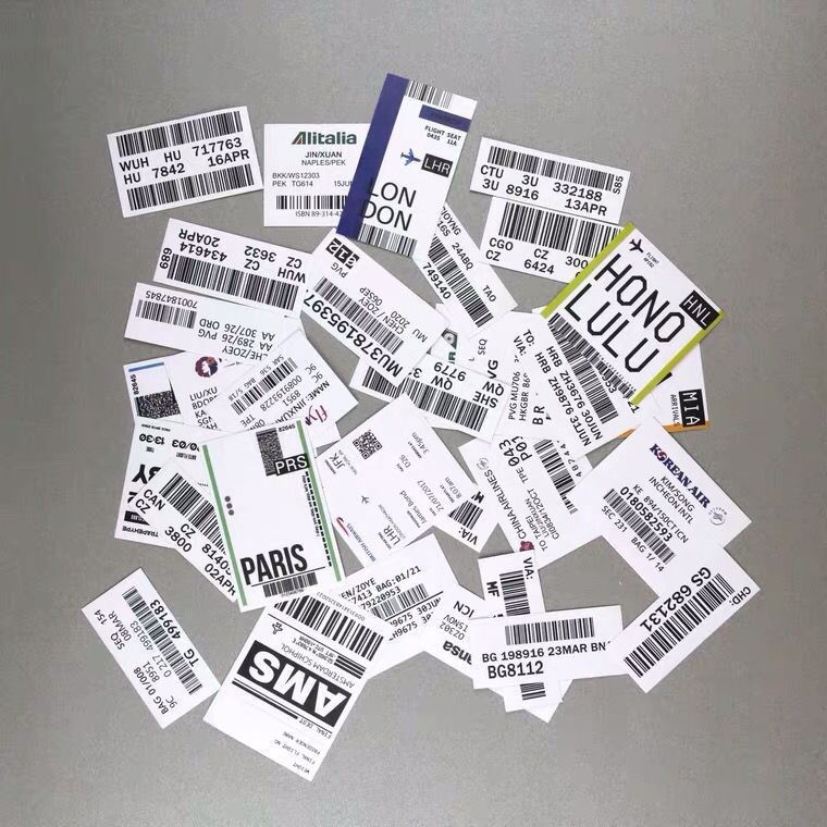 【卡通貼紙】32張航空飛機場託運條碼登機牌機票旅行箱行李箱拉桿箱貼紙防水
