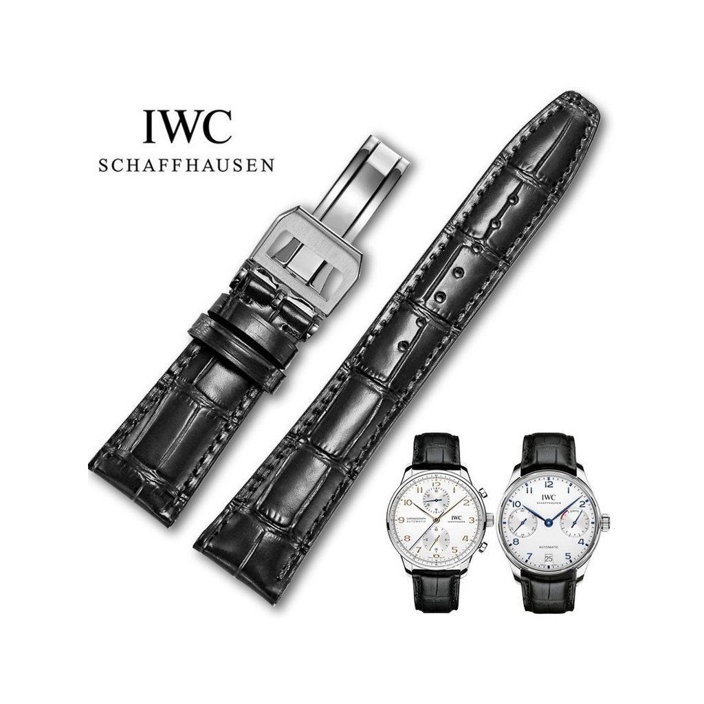 萬國原裝真皮錶帶柏濤菲諾葡萄牙7計時專用手錶帶iwc七日鏈飛行員