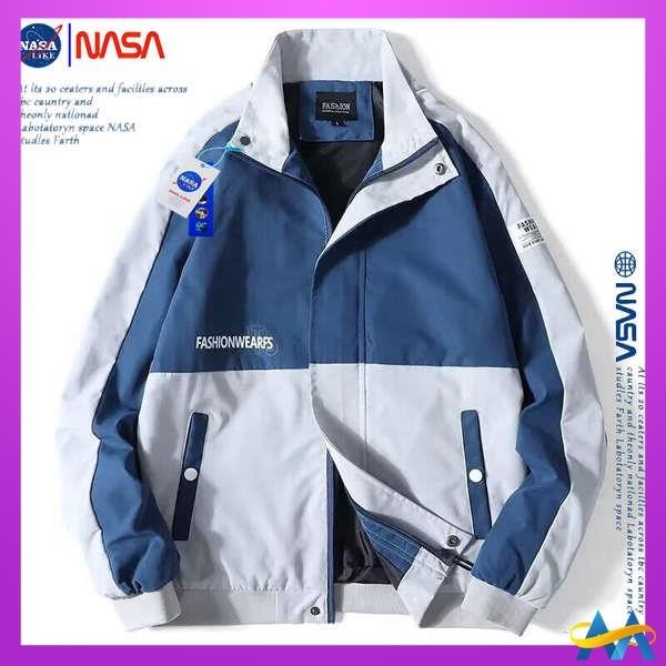 防風外套 外套棒球 飛行外套 NASA聯名春秋季薄款男士夾克韓版立領外套休閒拼色帥氣青年上衣潮