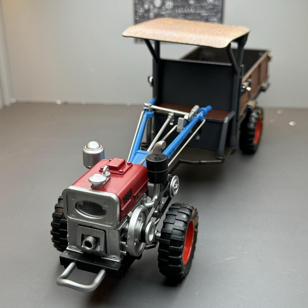 合金車模1:24復古手扶拖拉機帶聲光滑行兒童玩具車音樂模型擺件品