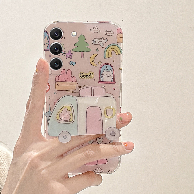 三星s22手機殼小眾高級感趣味粉色可愛卡通兔子動物防摔矽膠軟殼