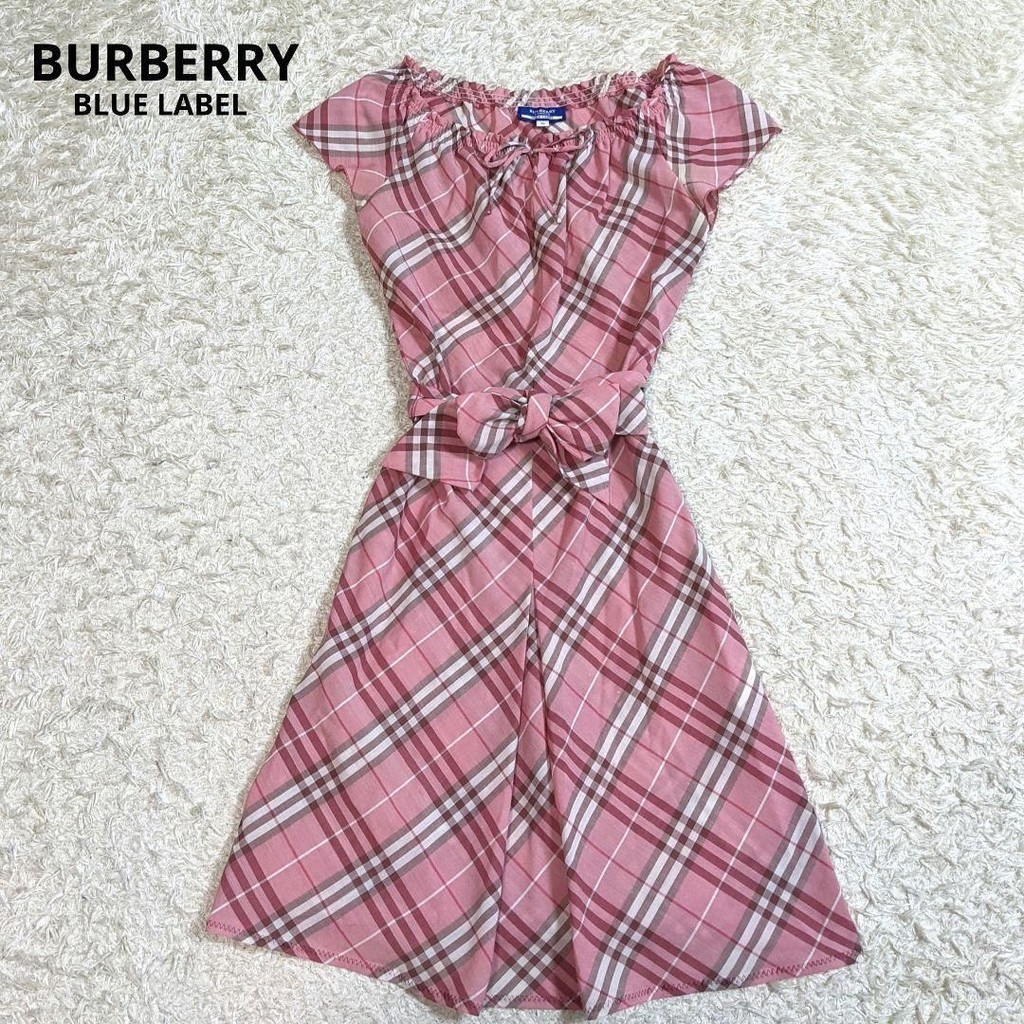 近新 - 英國 Burberry 粉色格紋連身裙 36/S