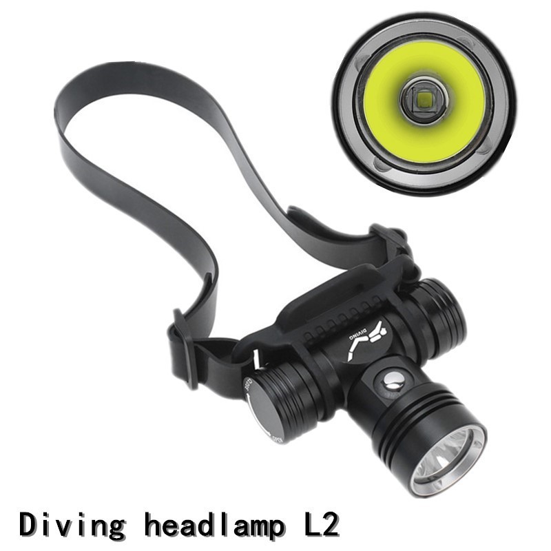 新款L2潛水頭燈電量顯示水下攝影頻道補光頭燈潛水60米頭戴式照明
