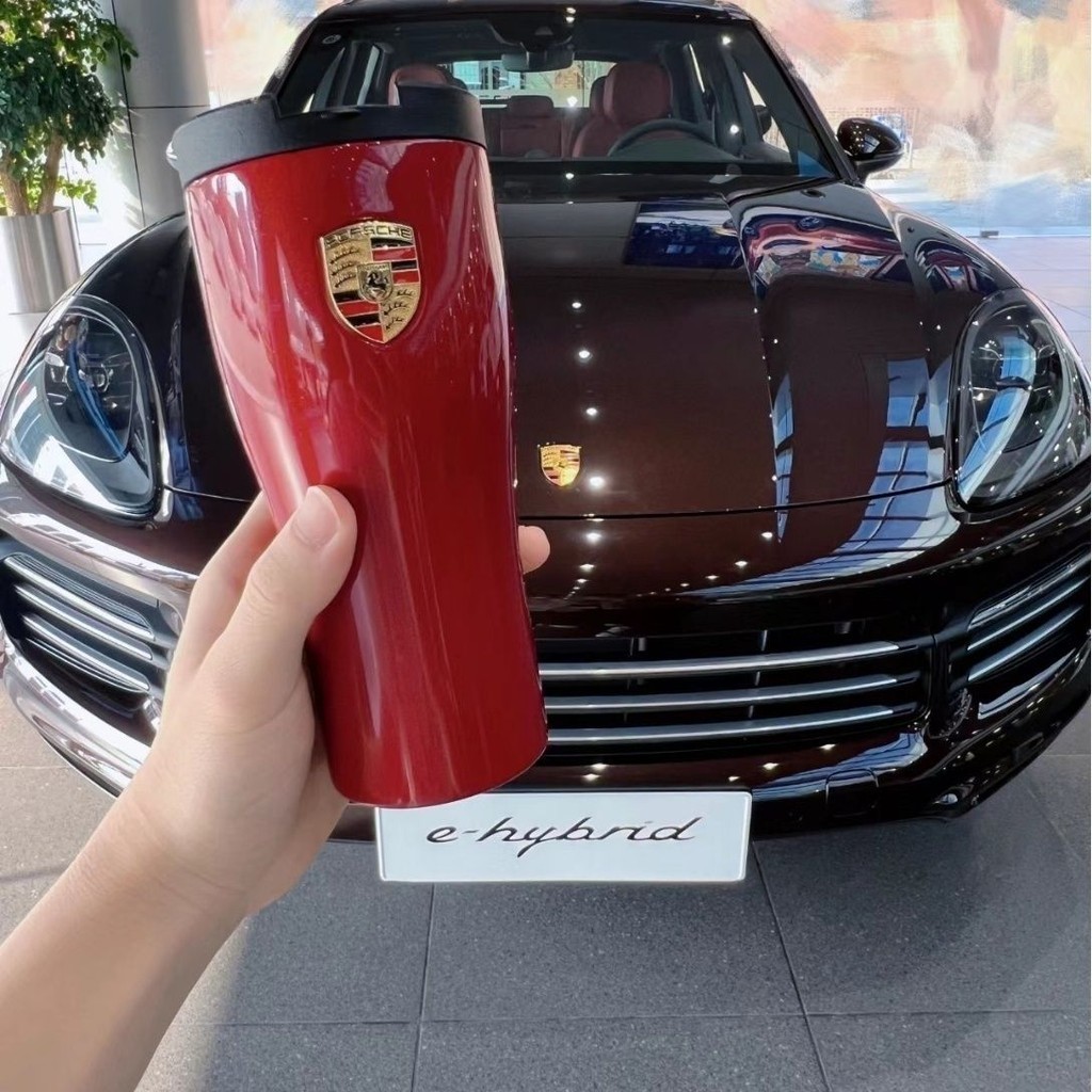 Porsche運動保溫杯水壺macan Cayenne車競速手提杯紅色水杯