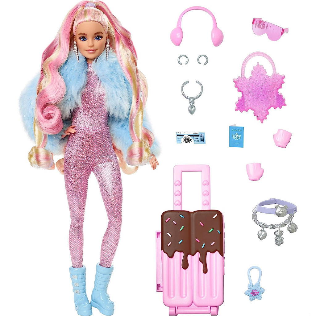 Hpb16 粉色人造毛皮連身衣,帶雪主題旅行服裝和配飾,閃亮粉色人造毛皮連身衣和人造毛皮大衣