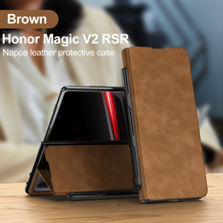 PORSCHE Honor Magic V2 RSR 保時捷設計案例書架翻蓋錢包保護套的啞光皮革