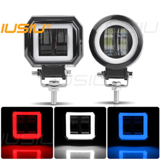 『臺灣出貨』 IUSIU 自帶天使眼 LED工作燈 光圈汽車機車探照燈大燈 防水方形聚光射燈檢修燈越野車燈