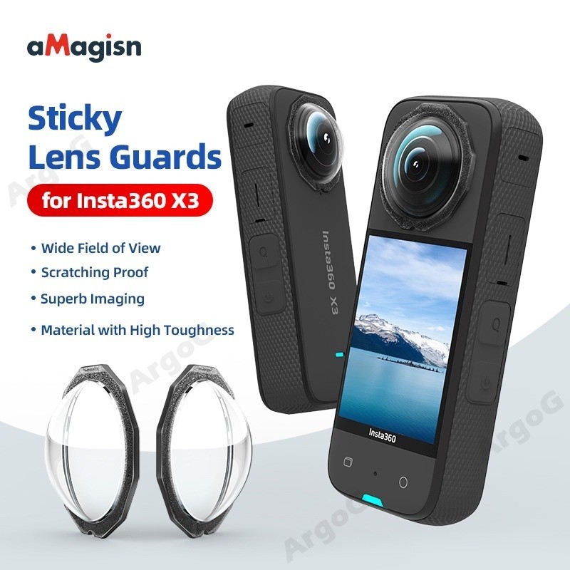 Amagisn 粘性鏡頭護罩適用於 Insta360 X3 高韌性材料鏡頭保護膜 Insta360 X3 配件
