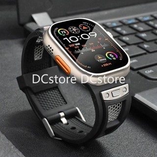 橡膠錶帶 適用蘋果手錶Apple Watch Ultra2 1 49mm新款金屬蜂網錶帶S9 8 Se透氣替換錶帶45m