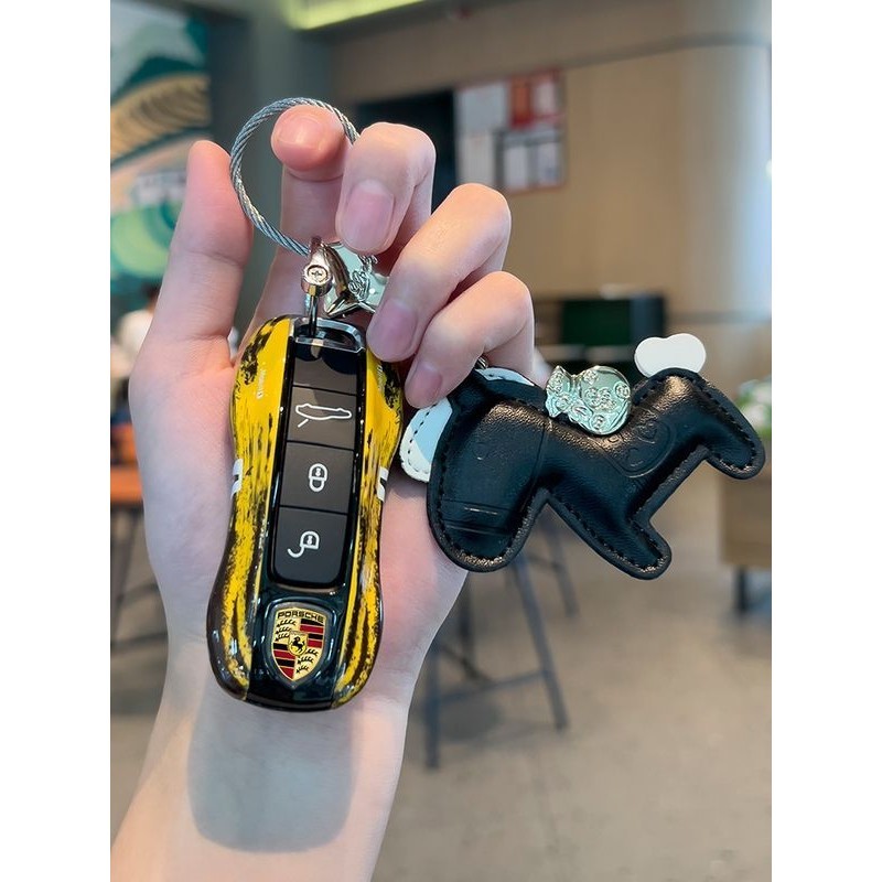 【店长推荐】Porsche鑰匙殼卡宴Macan帕拉梅拉718Taycan911鑰匙套 鑰匙扣 鑰匙保護套 改裝
