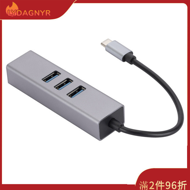 Dagnyr Usb3.0轉Rj45網口Usb分線器Type-C擴展塢千兆網卡3口Usb3.0集線器