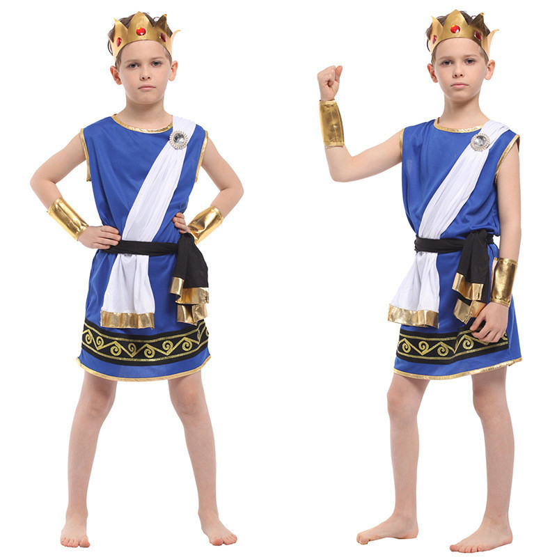 萬聖節兒童表演服 幼兒埃及法老服兒童攝影服裝 天神宙斯裝 角色扮演 兒童造型服