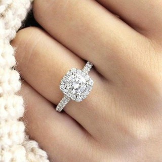 【戒指】鍍18k白金八心八箭仿真鋯石訂婚戒指飾品戒子女生指環戒指飾品