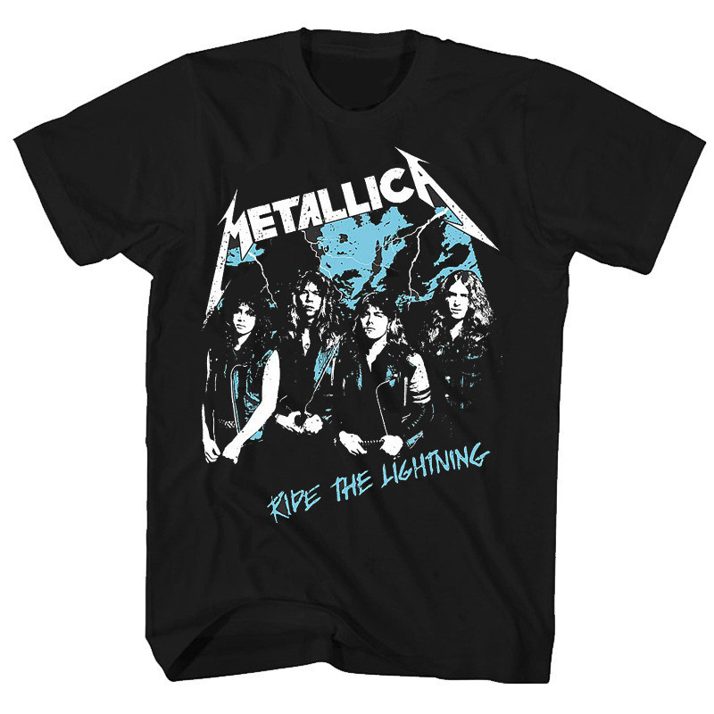 【In stock】Metallica搖滾金屬樂隊短袖T恤RockT shirt復古樂隊成人合照衣服11