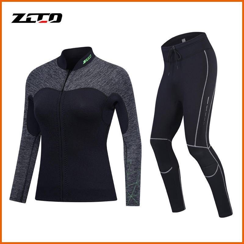 現貨 ZCCO 3mm 潛水衣 潛水褲 女款氯丁橡膠分體保暖 前開拉鍊/褲腰抽繩 戶外潛水