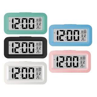 [ELEA] 帶日曆溫度計的數字 LCD 鬧鐘,用於辦公桌旅行辦公室裝飾