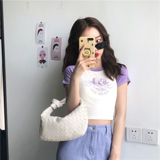 【NZN】品質超好 露肚上衣 女生短版上衣 緊身上衣 小個子復古小天使上衣短袖T恤