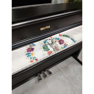 棉麻數位印花電鋼琴鍵防塵布琴鍵盤遮蓋套蓋布88鍵電子琴琴披琴罩