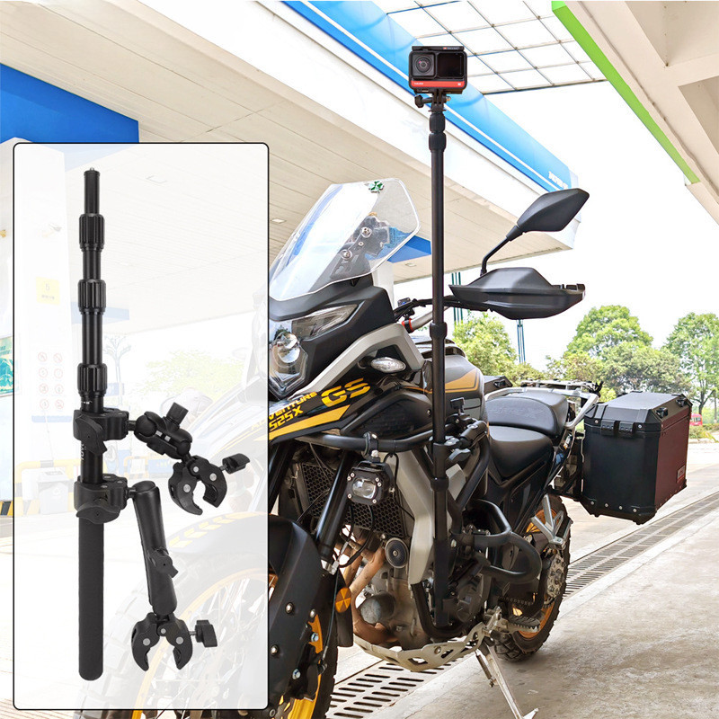 適用於 GoPro Hero 11 insta360 One X3 X2 相機配件的摩托車全景自拍杆自行車獨腳架車把安裝