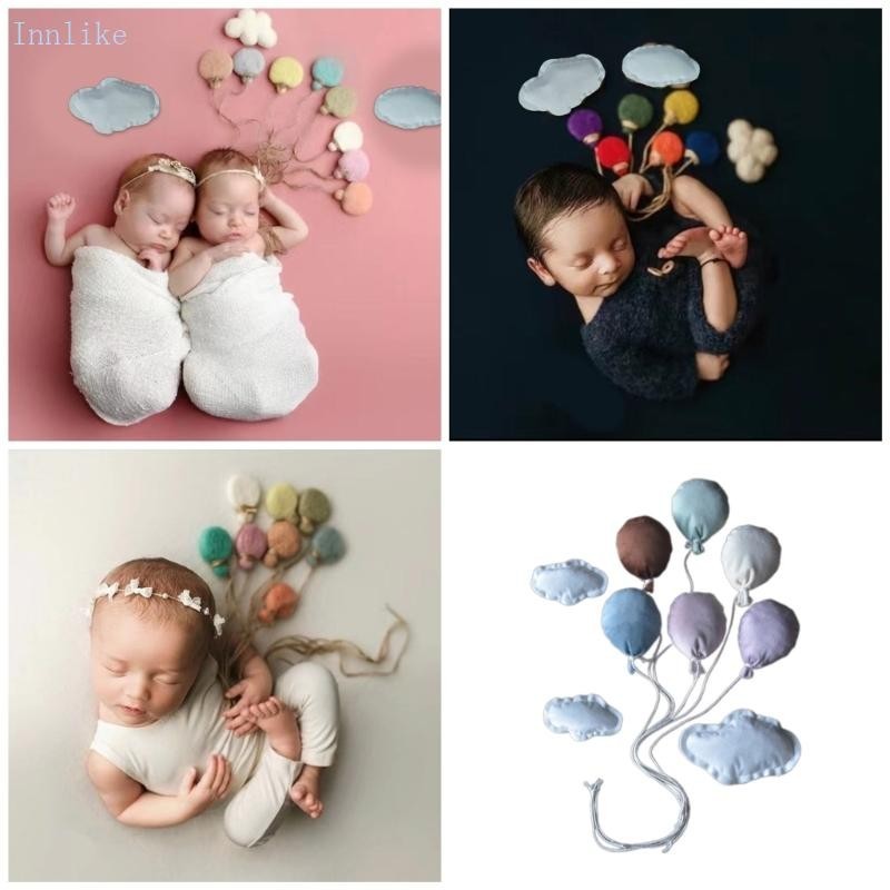 Inn 嬰兒拍照道具氣球雲擺姿勢道具新生兒攝影棚配件嬰兒淋浴派對照片裝飾