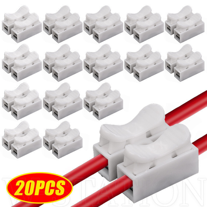 20 件 CH2 快速接線端子 LED 燈條 - 無焊接快速電纜線連接器 - 無螺絲接線端子彈簧夾 - 用於電氣設備用品