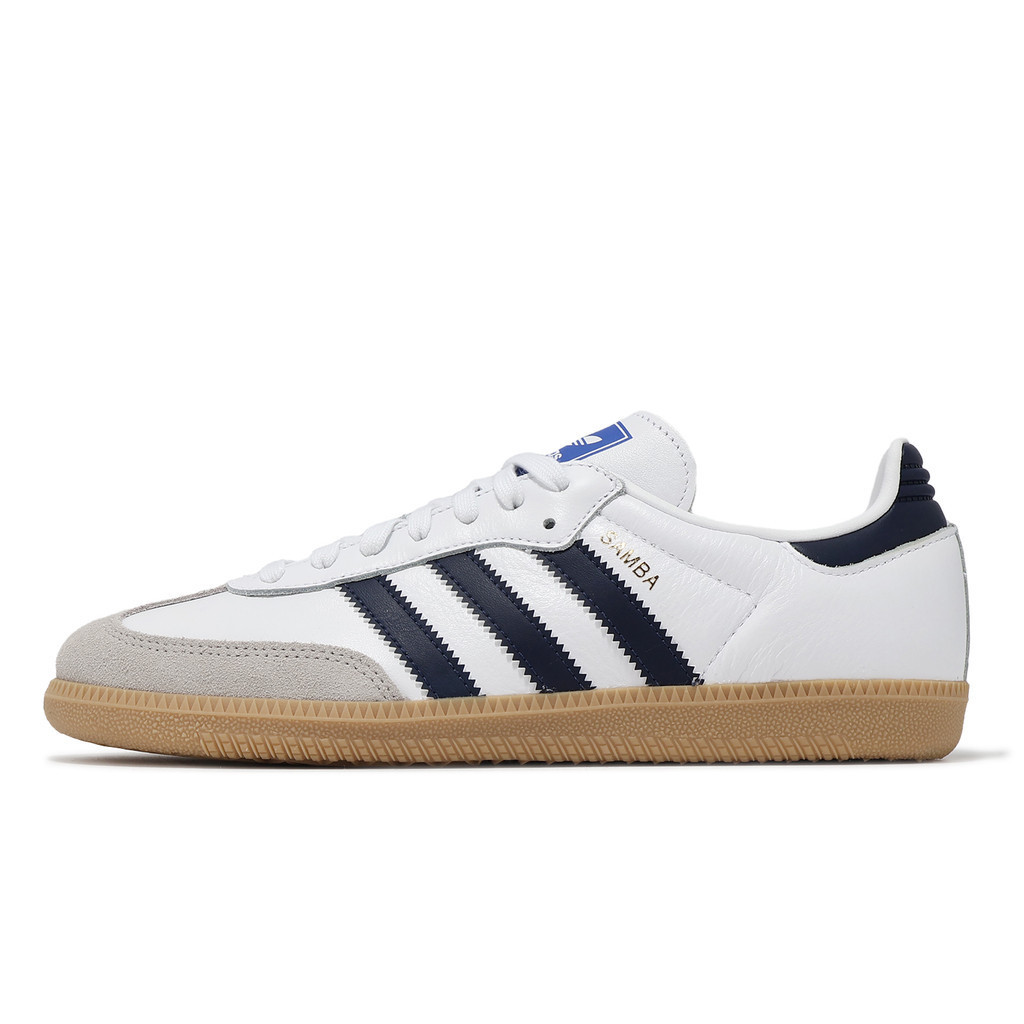 adidas 休閒鞋 Samba OG 白 深藍 膠底 皮革 德訓鞋 男鞋 女鞋 三葉草 【ACS】 IF3814