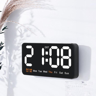 電子壁掛式時鐘溫度日期顯示台鐘數字 LED 鬧鐘 12/24 小時語音控制
