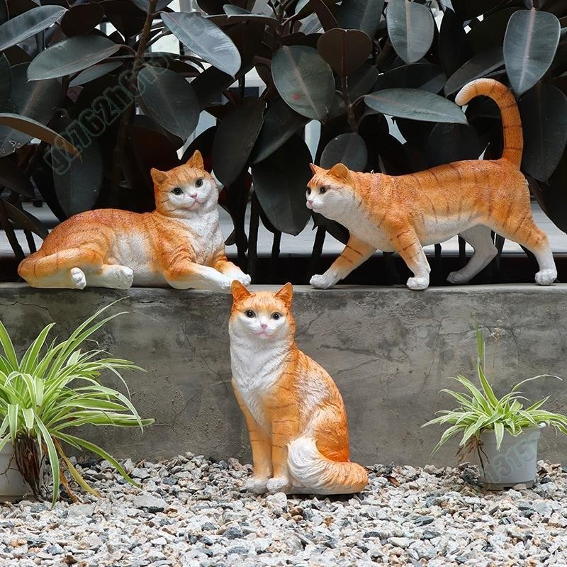 （免運）戶外花園庭院裝飾擺設 花園裝飾 可愛仿真貓咪雕塑 園林景觀別墅庭院戶外草坪樹脂動物擺件 園藝裝飾 園林布置