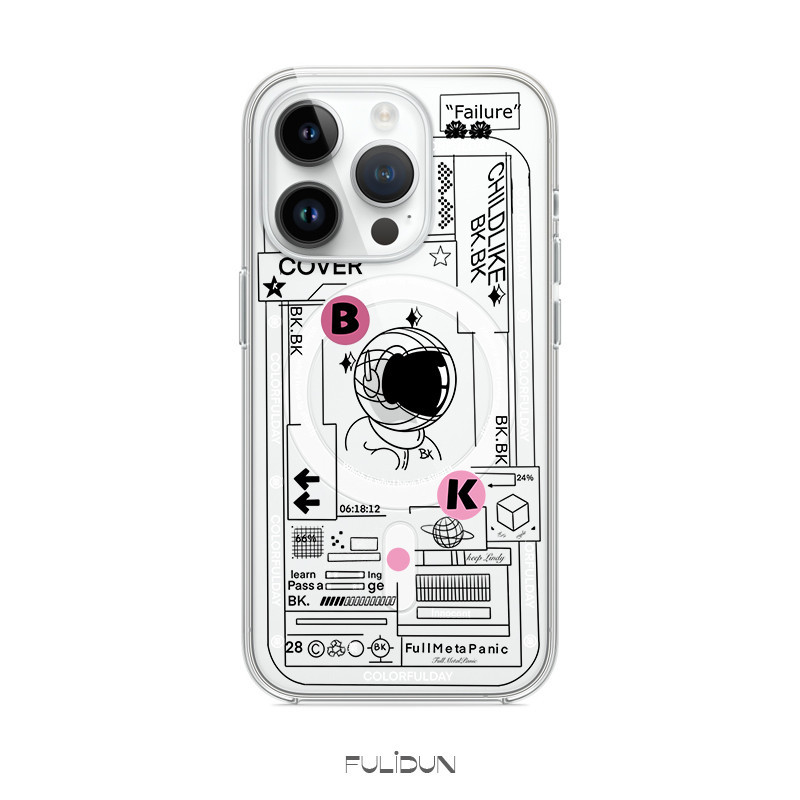 太空人創意magsafe磁吸手機殼適用蘋果13新款iphone15promax防摔12mini14plus透明xr裝殼動