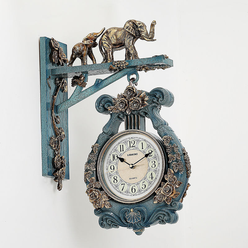 歐式客廳靜音掛鐘創意雙面簡約現代鐘錶石英鐘錶個性時鐘復古鐘