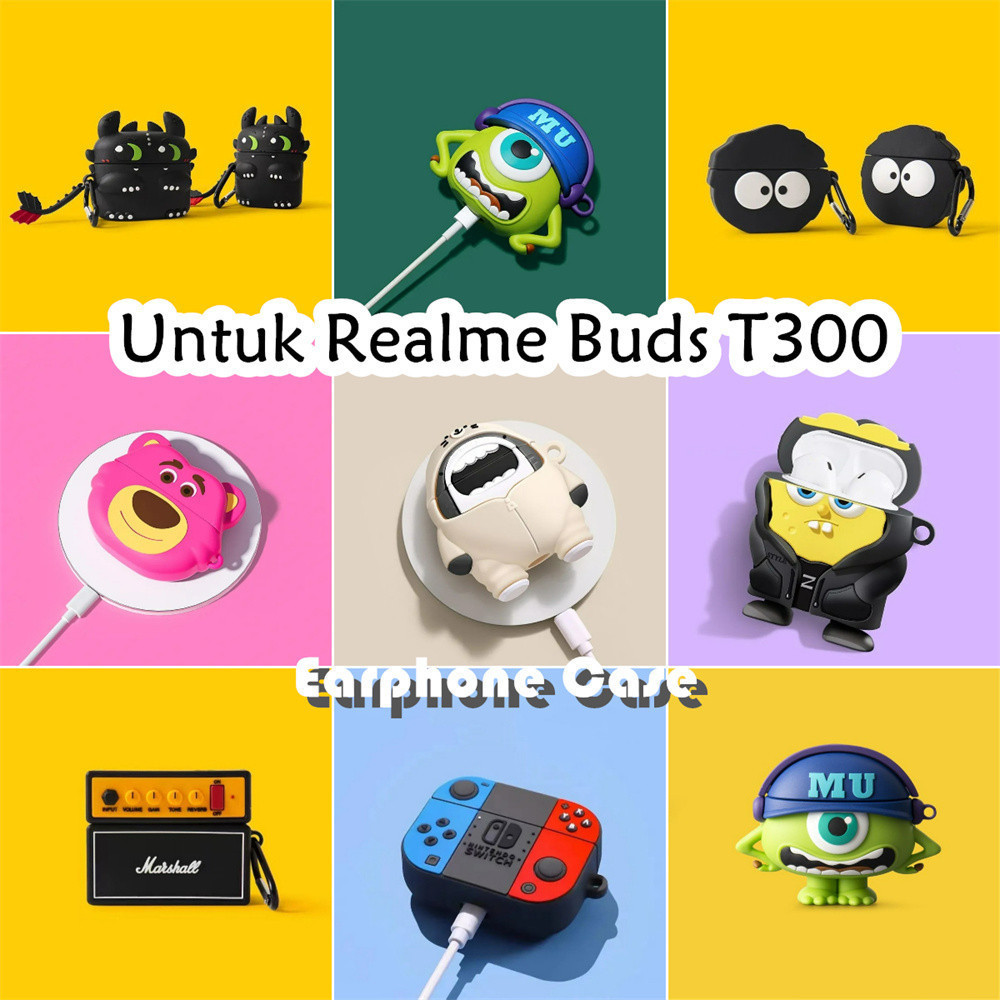 適用於 Realme Buds T300 手機殼可愛卡通遊戲軟矽膠手機殼耳機套 NO.4