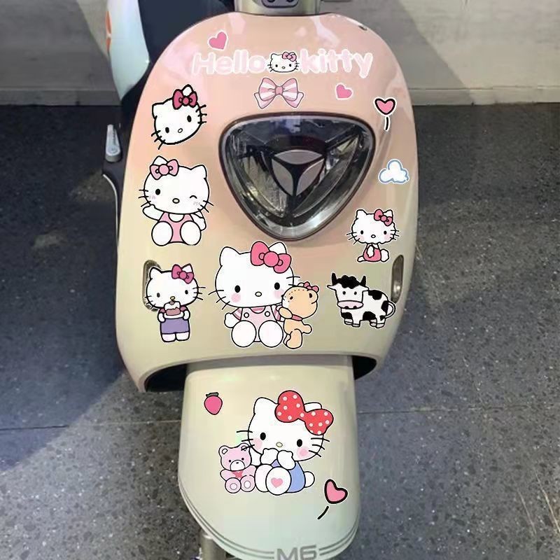 可愛卡通 Hello Kitty 電動自行車貼紙摩托車裝飾貼紙防曬防水