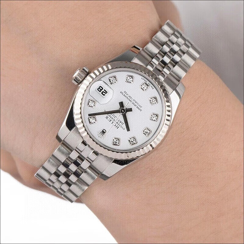女表日誌系列自動機械錶179174精鋼時尚休閒後盤後鑽女士腕錶26mm-白盤大鑽【原盤】