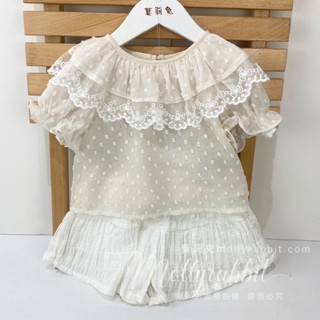 杏色剪花荷葉領上衣90-140cm 香水娜娜