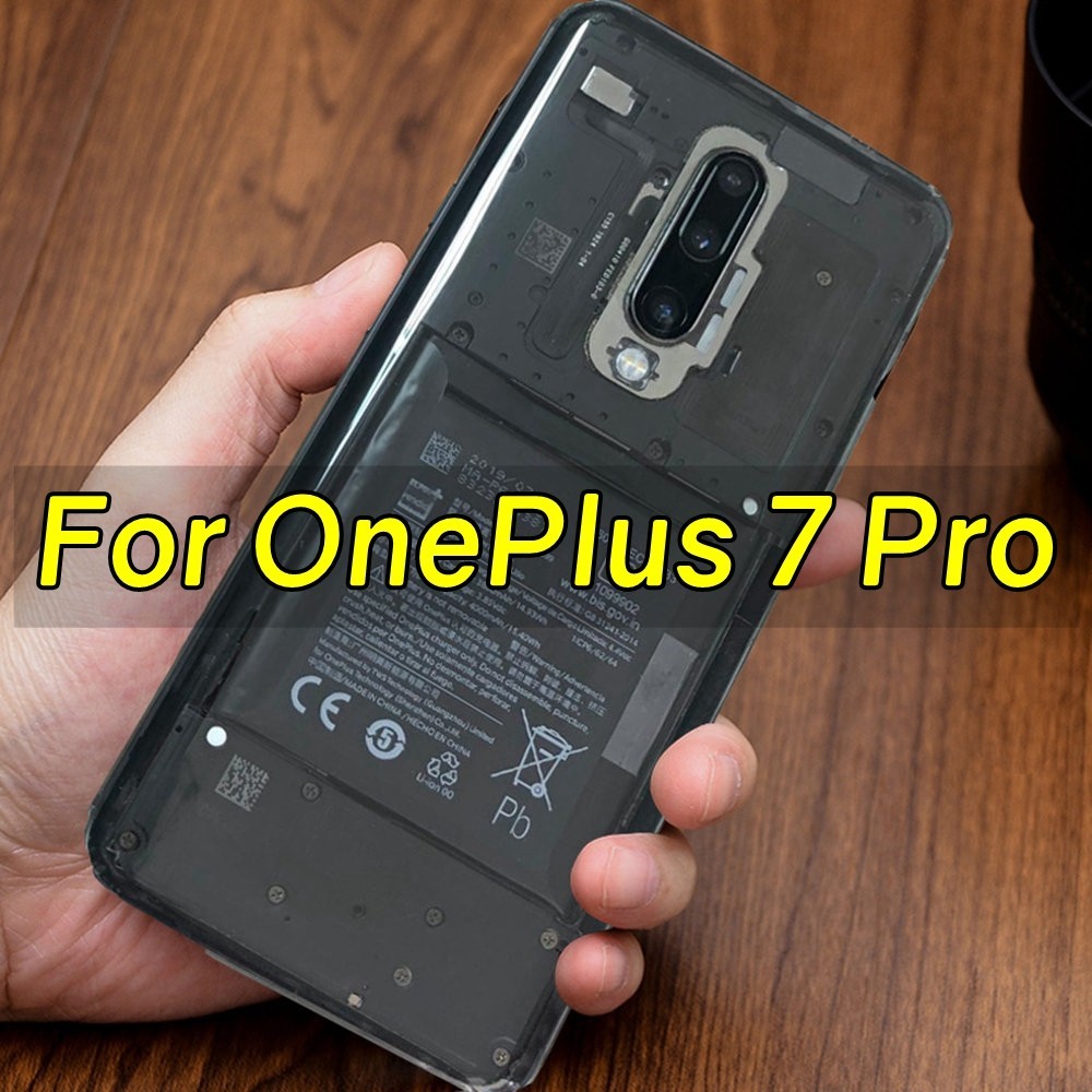 透明透明玻璃電池蓋後蓋適用於 Oneplus 7 Pro 後殼盒,帶相機鏡頭更換 + 膠帶