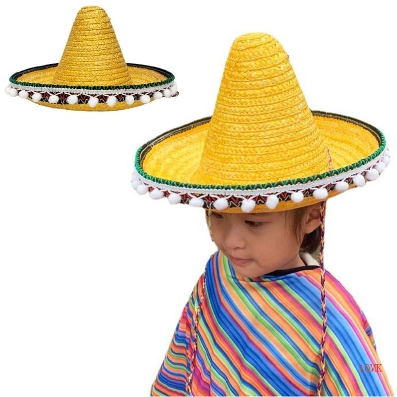 10mk 墨西哥草帽草帽草帽 DiaDeMuertos 服裝帽派對裝飾兒童防曬頭飾節日帕納姆