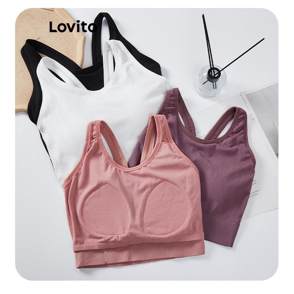Lovito 女士運動素色美背運動內衣 LNL43040
