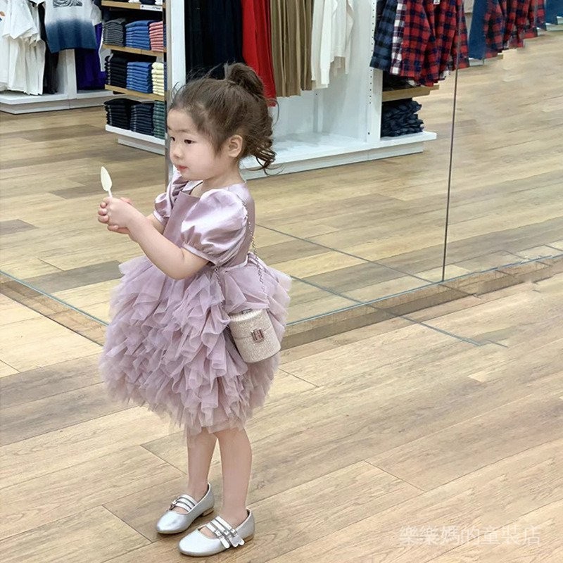 2024夏季 新款 韓版童裝 女童 洋裝 時尚 氣質 網紗公主裙 高級感 女童洋裝 女童連身裙 女孩洋裝 網紗洋裝 女童