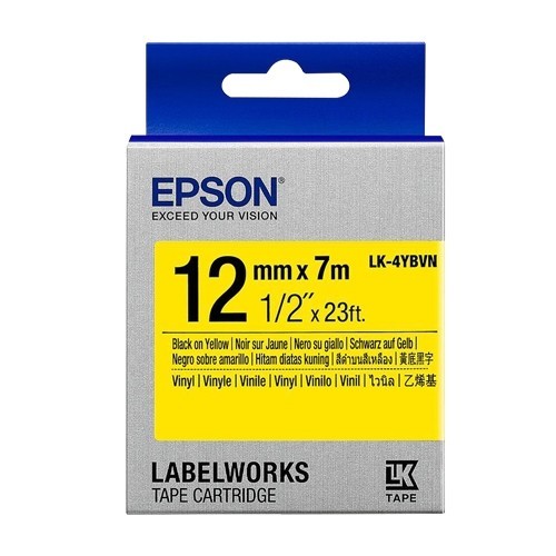 EPSON 愛普生 LK-4YBVN(12mm)黃底黑字耐久型標籤帶