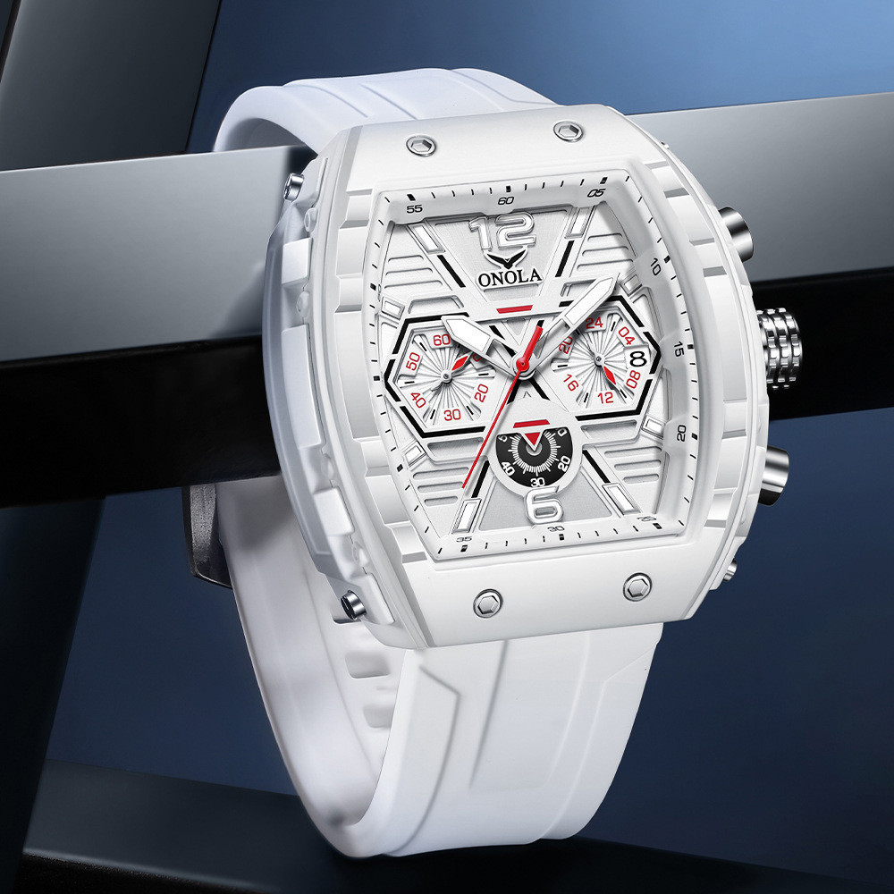 時尚大盤設計爆款男士手錶ONOLA多功能矽膠帶防水石英男表