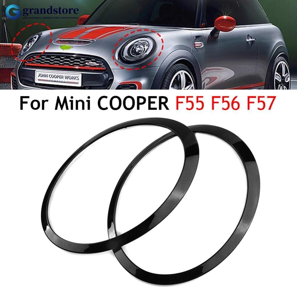 Grandstore 2 件汽車前大燈框架大燈眉環蓋裝飾件更換適用於 MINI Cooper F55 F56 F57 0