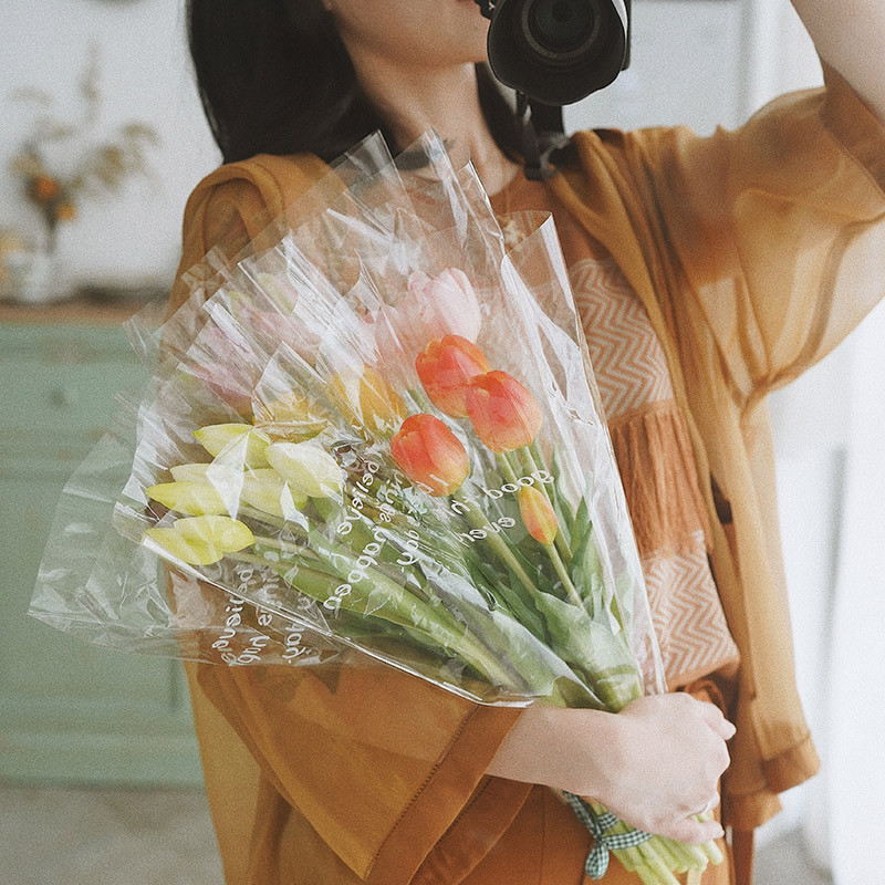 【現貨】【鮮花包裝】單支鮮花包裝袋 新款 多支套玫瑰花袋子 透明玻璃花束花藝包花材料袋