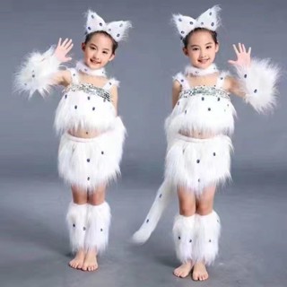 兒童表演服裝花貓狐狸表演服快樂星貓貓咪服裝動物萬聖節套裝