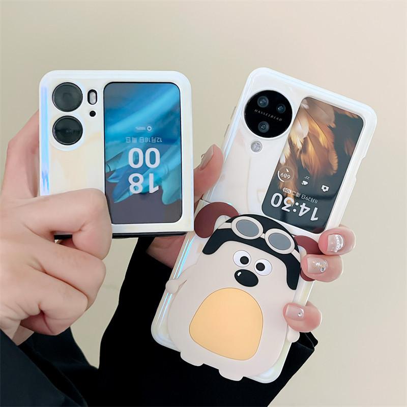 適用於 Oppo Find N2 N3 Flip 3D Headmaster Dog 軟膠手機殼的折疊手機殼
