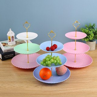 塑料水果盤蛋糕架下午茶點心盤婚宴乾果盤三層甜品架