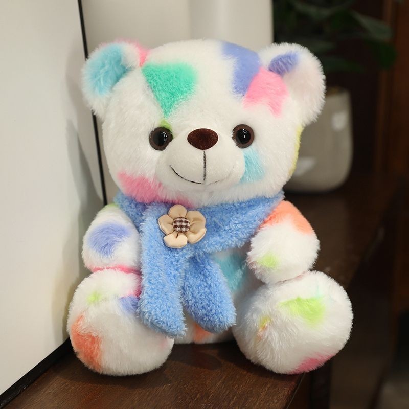 25cm彩色泰迪熊公仔毛絨玩具小熊玩偶布娃娃兒童節生日禮物送男孩女孩