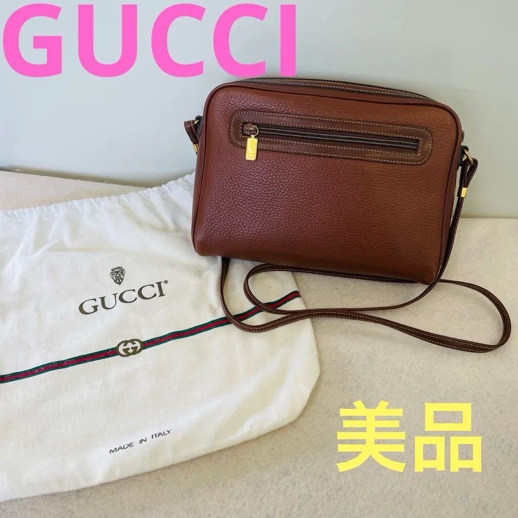 GUCCI 古馳 肩背小包 肩背包 金色 皮革 mercari 日本直送 二手